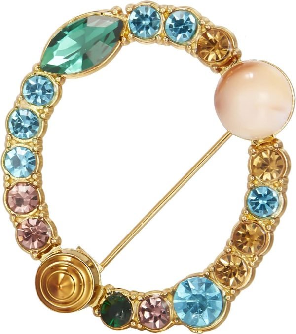 Crystal Pearl Initial Brooch Gold Plated Enamel Colorful Letter Alphabet Breastpin Pin for GIFTS