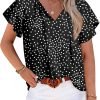 Womens 2024 Summer Tunic Tops Casual Short Sleeve Blouses V Neck Dressy Chiffon Boho Tshirts