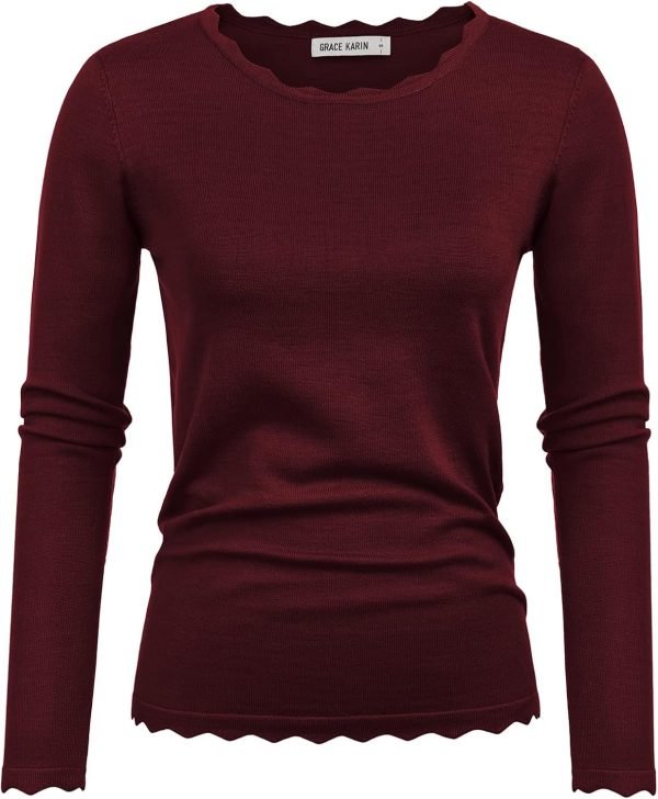Women's High Stretchy Long Sleeve Pullover Sweater Blouse Top