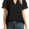 Womens Dressy Chiffon Blouses Summer Puff Petal Short Sleeve Shirts V Neck Casual Work Tops