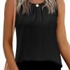 Women's Sleeveless Chiffon Tank Top Double Layers Keyhole Back Blouse Tunic S-XXL