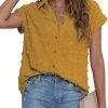 71QvxGctRAL._AC_SL1500 Women White Button Down Shirt Dressy Casual Work Tops Chiffon Blouse Summer Short Sleeve Shirts