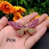 Women Large Colorful Butterfly Shaped Brooch Pin Rhinestone Crystal Butterfly Lapel Pin for Coats Jackets Sweaters Accessories