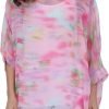 Women Chiffon Blouse Floral Batwing Sleeve Beach Cover Loose Tunic Shirt Tops