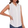 71SrLGWzsgL._AC_SL1500 Womens Sleeveless Button Down Shirt Classic Collared Blouse Basic Tank Tops Work Office Chiffon Tops
