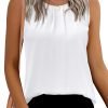 Women's Sleeveless Chiffon Tank Top Double Layers Keyhole Back Blouse Tunic S-XXL