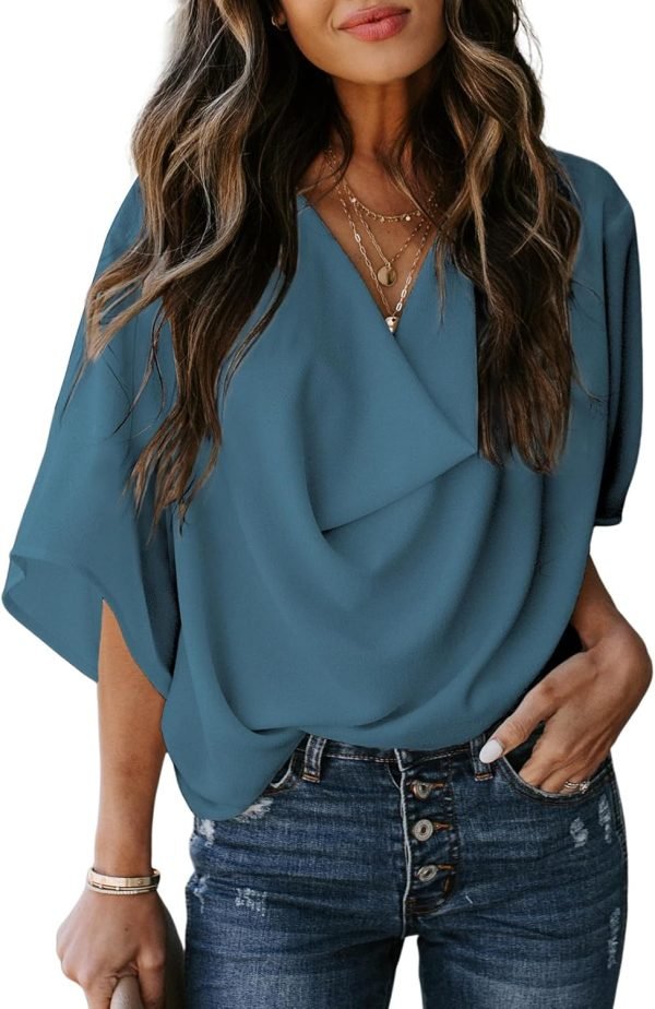 71Te2JRYCwL._AC_SL1500 Womens Blouses and Tops Short Sleeve Chiffon Shirts and Tops