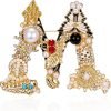 Crystal Pearl Initial Brooch Gold Plated Enamel Colorful Letter Alphabet Breastpin Pin for GIFTS