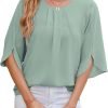 71UXSSqcqRL._AC_SL1500 Women's Chiffon Blouse 3/4 Sleeve Crew Neck Loose Tops Casual Blouses Shirt