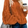 Womens 2024 Winter Fall Solid Turtleneck High Neck Balloon Long Sleeve Sweaters Pullover Outerwear
