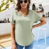 Women V Neck Chiffon Blouse Short Sleeve Summer Casual Loose Shirt Tops