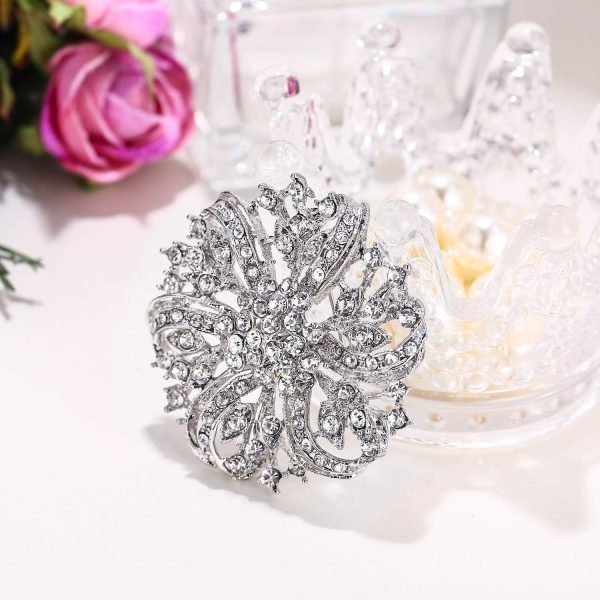 71W6HxrWWbL._AC_SL1500 Austrian Crystal Vintage Inspired Bridal Flower Brooch Corsage
