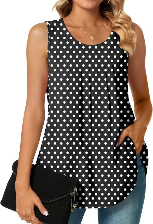 Women's Dressy Chiffon Blouses Crew Neck Sleeveless Tunic Tops Office Cute Work Shirts 2024 Summer Casual Tank Tops