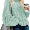 Womens 2024 Winter Fall Solid Turtleneck High Neck Balloon Long Sleeve Sweaters Pullover Outerwear