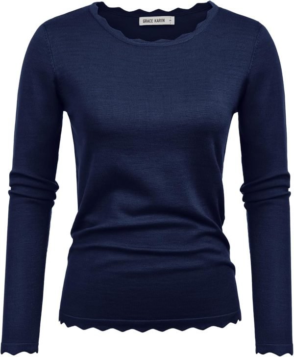 Women's High Stretchy Long Sleeve Pullover Sweater Blouse Top