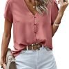 Short Sleeve Blouses for Women 2024 Summer Western Chiffon Shirts Dressy Casual Pearl Tops