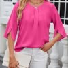 71Z1ybAIuSL._AC_SL1500 Women's Chiffon Blouse 3/4 Sleeve Crew Neck Loose Tops Casual Blouses Shirt