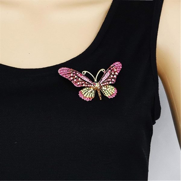 Women Large Colorful Butterfly Shaped Brooch Pin Rhinestone Crystal Butterfly Lapel Pin for Coats Jackets Sweaters Accessories