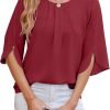 71_Tdt3a2WL._AC_SL1500 Women's Chiffon Blouse 3/4 Sleeve Crew Neck Loose Tops Casual Blouses Shirt