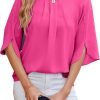 71_xxhx-6fL._AC_SL1500 Women's Chiffon Blouse 3/4 Sleeve Crew Neck Loose Tops Casual Blouses Shirt