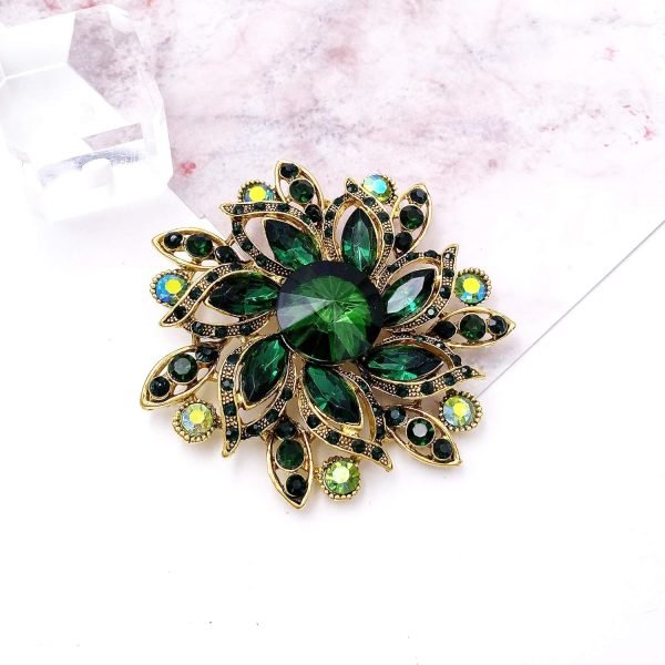 Vintage Women's Austrian Crystal Elegant Flower Brooch Wedding Broach Pin
