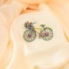 Rhinestone Creative Bicycles Brooch Pin for Women Retro Elegant Handmade Blue Brooches Pins Classic Wedding Fashion Jewelry Accessories Gift