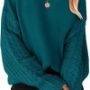 71aZGvUkPWL._AC_SL1500 Women's 2024 Fall Long Sleeve Crew Neck Solid Color Cable Knit Chunky Casual Oversized Pullover Sweater Tops