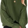71atvYA_nkL._AC_SL1500 Women's 2024 Fall Long Sleeve Crew Neck Solid Color Cable Knit Chunky Casual Oversized Pullover Sweater Tops