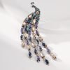 Rhinestone Peacock Tassel Brooch Pins for Women Fashion