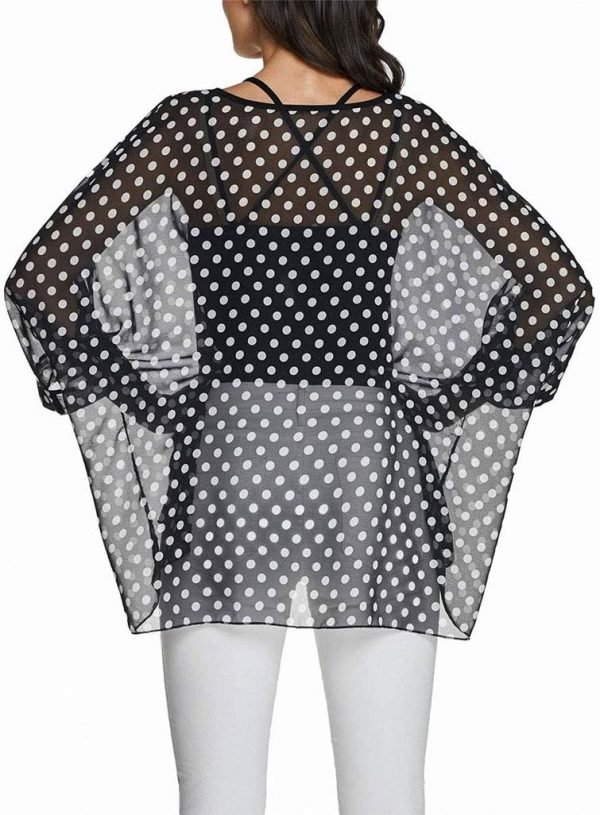 Women Chiffon Blouse Floral Batwing Sleeve Beach Cover Loose Tunic Shirt Tops