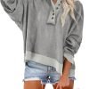 Hoodies for Women 2024 Fashion Fall V Neck Button Down Long Sleeve Hooded Sweatshirts Tops