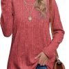 Long Sleeve Shirts for Women Lightweight Crew Neck Casual Tunic Tops