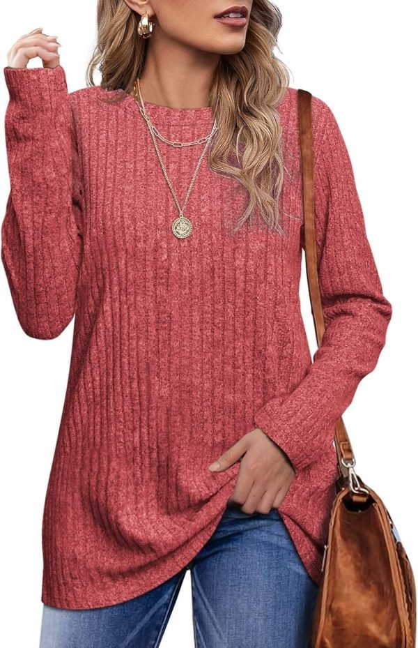 Long Sleeve Shirts for Women Lightweight Crew Neck Casual Tunic Tops