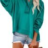 Hoodies for Women 2024 Fashion Fall V Neck Button Down Long Sleeve Hooded Sweatshirts Tops