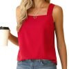 Blouse Tank Tops for Women Casual Summer Square Neck Chiffon Blouse Loose Flowy Sleeveless Tunic Shirts