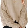 71dfef5tKQL._AC_SL1500 Women's 2024 Fall Long Sleeve Crew Neck Solid Color Cable Knit Chunky Casual Oversized Pullover Sweater Tops