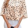 71dfhRqXOaL._AC_SL1500 Women's Chiffon Blouse 3/4 Sleeve Crew Neck Loose Tops Casual Blouses Shirt
