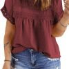 71eXbFjn4zL._AC_SL1500 Women Plus Size Tops Crewneck Short Sleeve Lace Crochet Loose Casual Summer Blouses Shirts(1X-5X)