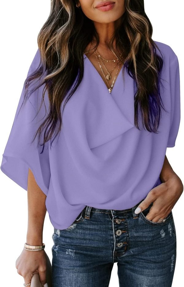 71f1de1kCdL._AC_SL1500 Womens Blouses and Tops Short Sleeve Chiffon Shirts and Tops