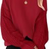 71fK3lM3FuL._AC_SL1500 Women's 2024 Fall Long Sleeve Crew Neck Solid Color Cable Knit Chunky Casual Oversized Pullover Sweater Tops