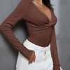Long Sleeve Tops for Women Spring Fall 2024 Womens V Neck Sexy T Shirts for Women Fitted Shirts Tight Basic Tee