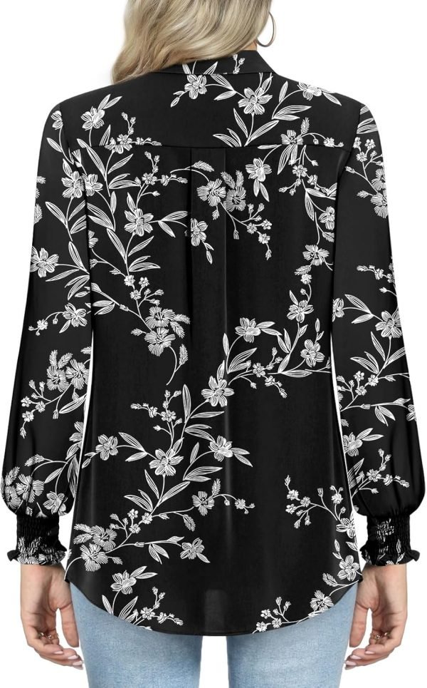 Women's Fall Long Sleeve Chiffon Blouse Winter V-Neck Tunic Tops Business Shirt