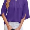 71hMJAwOVaL._AC_SL1500 Women's Chiffon Blouse 3/4 Sleeve Crew Neck Loose Tops Casual Blouses Shirt