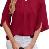 71i6EjXHJcL._AC_SL1500 Women's Chiffon Blouse 3/4 Sleeve Crew Neck Loose Tops Casual Blouses Shirt