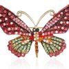 Women Large Colorful Butterfly Shaped Brooch Pin Rhinestone Crystal Butterfly Lapel Pin for Coats Jackets Sweaters Accessories