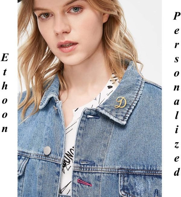 Initial Letter Brooch Pin Small Lapel Pin Tie Tack Name Personalized Gifts for Women Men Gold A-Z