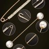6 Pieces Sweater Shawl Clips Retro Pearl Brooch Pins Crystal Cardigan Collar Clip Dress Shirt Clip for Back Cinch and Waist for Women Girl Clothing Costume Accessory