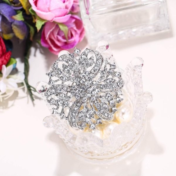 71ip1CeLckL._AC_SL1500 Austrian Crystal Vintage Inspired Bridal Flower Brooch Corsage