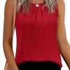 Women's Sleeveless Chiffon Tank Top Double Layers Keyhole Back Blouse Tunic S-XXL