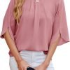 71jfFlrWCqL._AC_SL1500 Women's Chiffon Blouse 3/4 Sleeve Crew Neck Loose Tops Casual Blouses Shirt